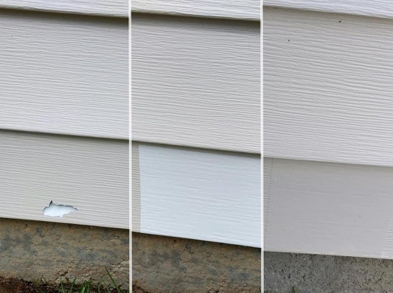 Mendyl Vinyl and Stucco Siding Repair Kit - Cover Any Cracks Holes or Blemishes - White Durable Self-Adhesive Paintable Vinyl Siding Patch Cut to Fit and Cover Any Cracks - 2 Patches (2) - Image 1